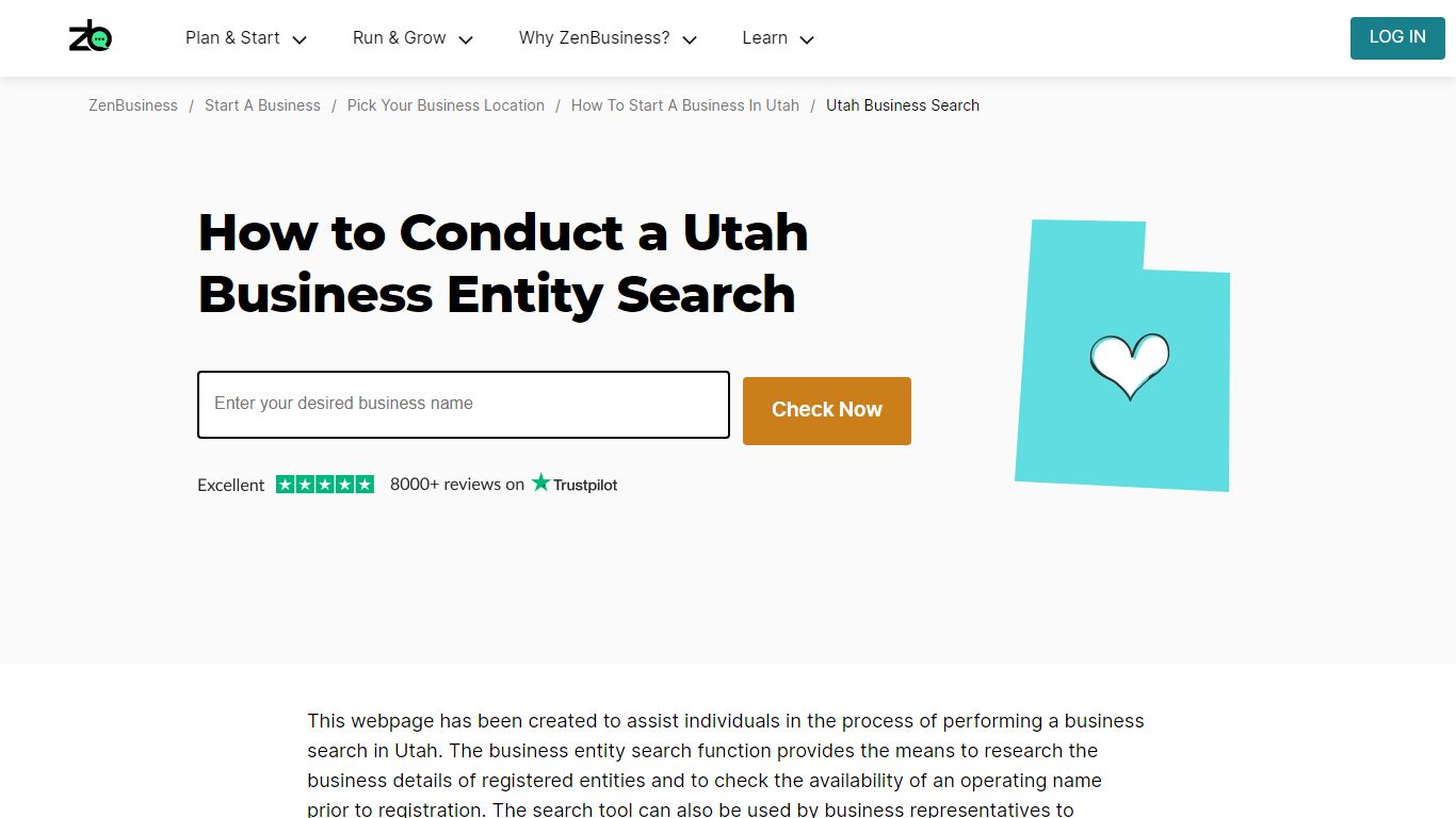 Utah Business Search | Corporation | LLC | Partnership | ZenBusiness Inc.