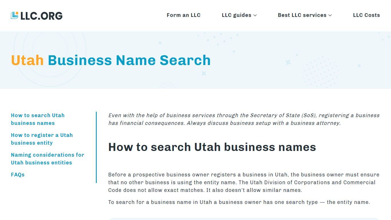 Utah Business Name Search (Step-by-Step Guide) - LLC.org