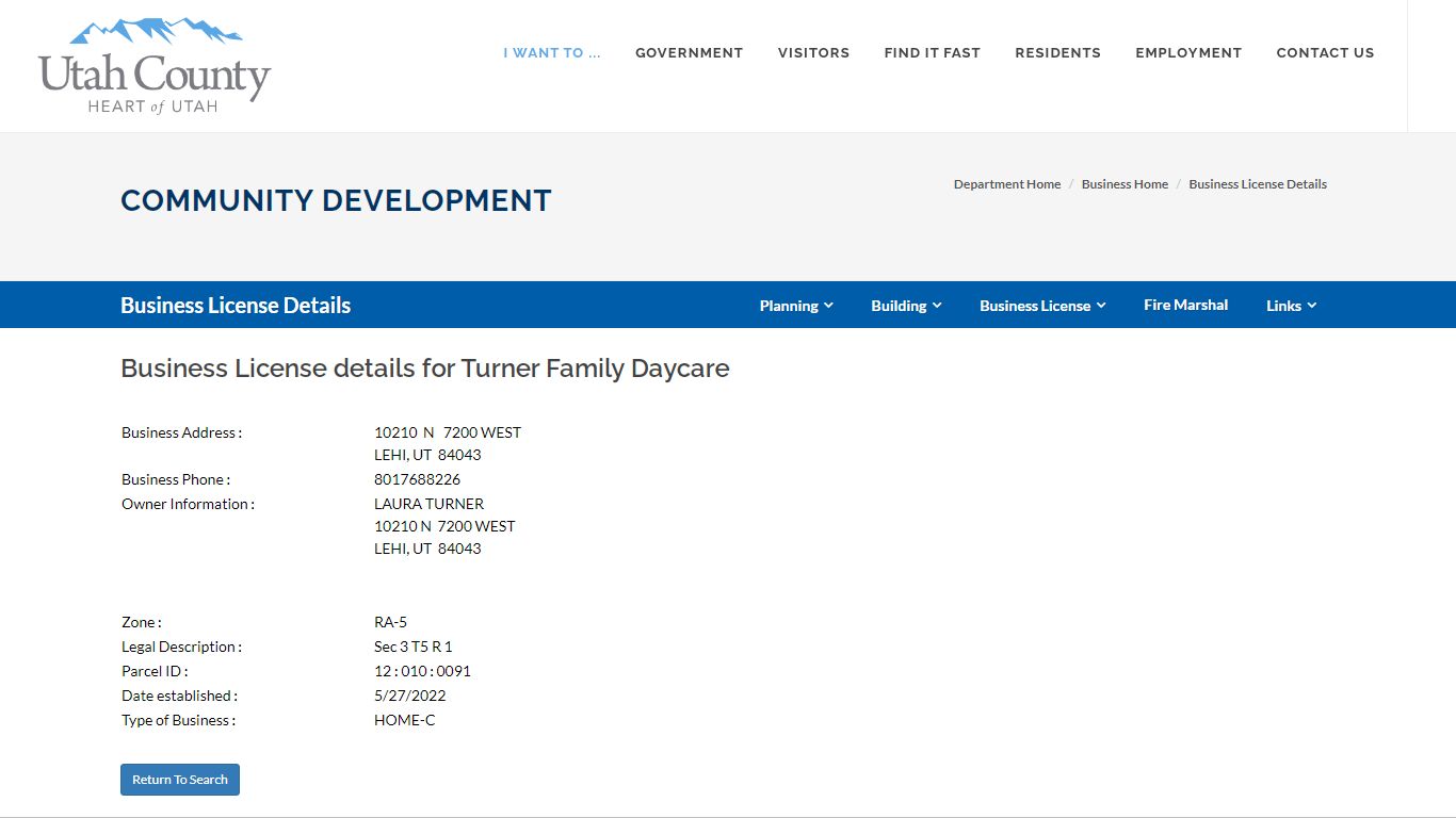 Business License Search Result Details | Utah County Community Development